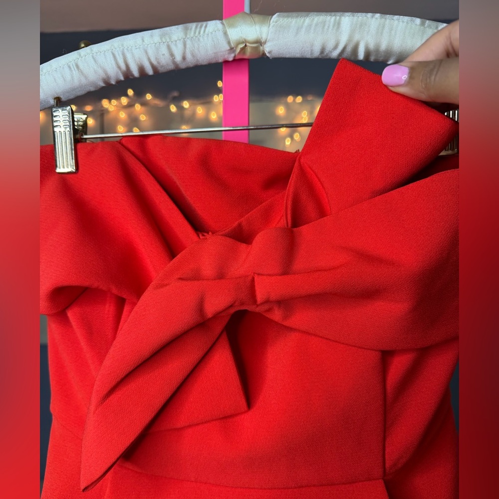 Anthropology Adelyn Rae Red Strapless Bow Top Size Small ✨ - Picture 3 of 6